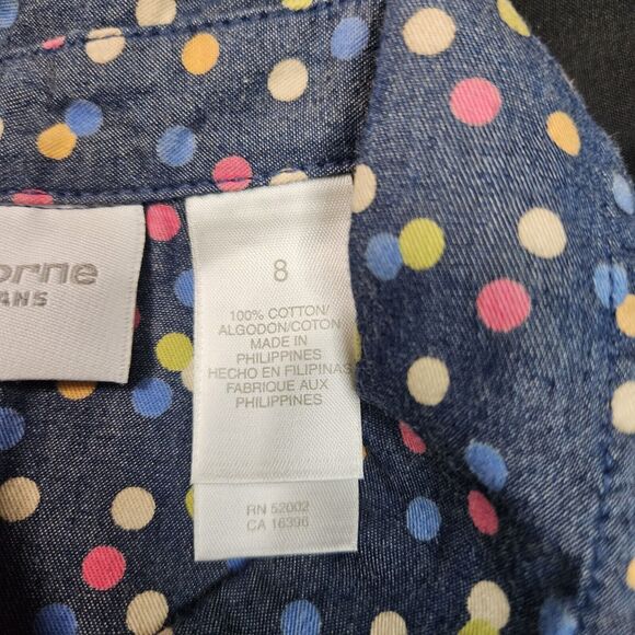 Liz Claiborne Womens Dress Multi-Color Size 8 100% Cotton Sleeveless Polka Dot - Picture 6 of 12